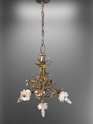 4-Light French Art Nouveau Chandelier