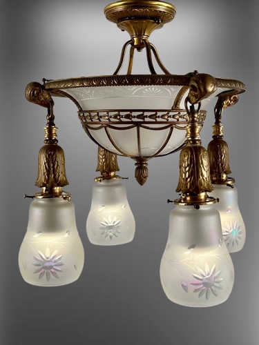 Neoclassical Revival 5 Light Chandelier