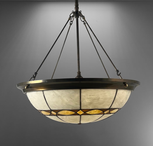 Creamy White and Leaded Glass Geometric Pattern