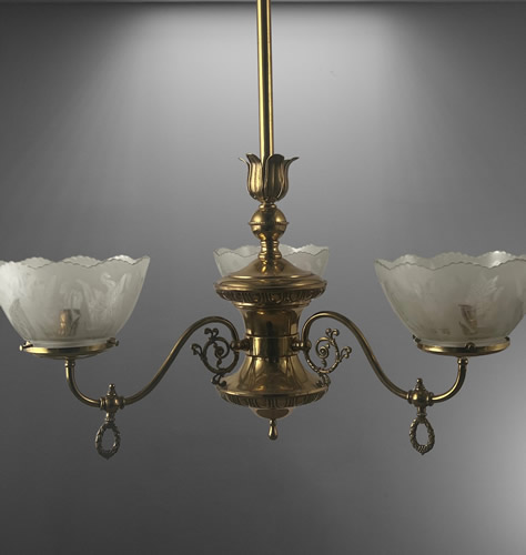 Egg and Dart Detail 3-Light Gas Chandelier