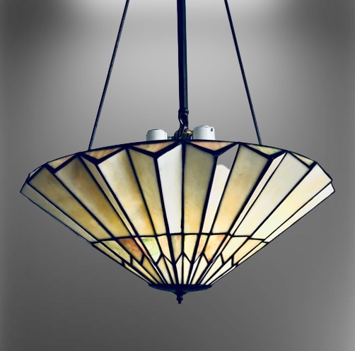 Cream Leaded Glass Inverted Dome Light