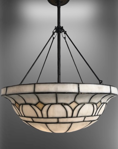 Leaded Glass Inverted Dome with Geometric Patterns