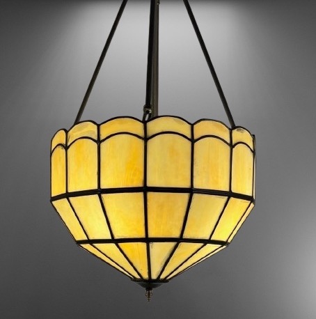 Amber Teardrop Leaded Glass Inverted Dome