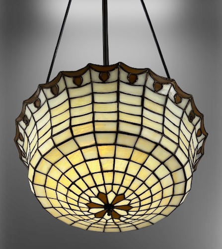 Genuine Antique Lighting Opalescent White And Opaque Amber Inverted Dome