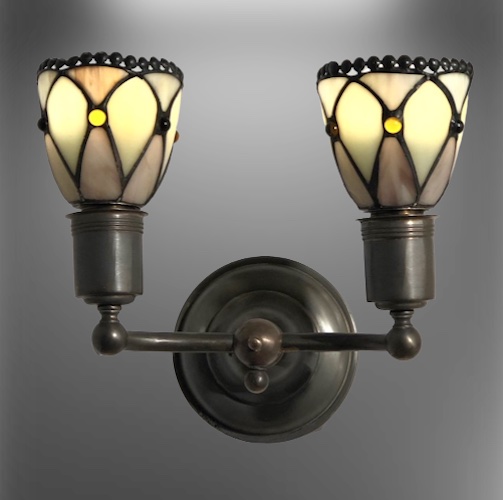 Double Arm Leaded Glass Sconces