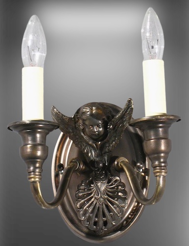 Pair of  Double Arm Cherub Sconces