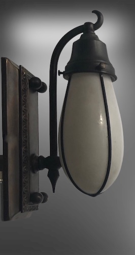 Art Nouveau Wall Light Sconces w/Leaded Glass Shades