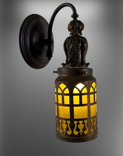 Set of 4 Amber Lantern Wall Light Sconces