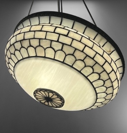 Brickwork Inspired Leaded Glass Inverted Dome