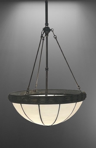 White Leaded Glass Inverted Dome