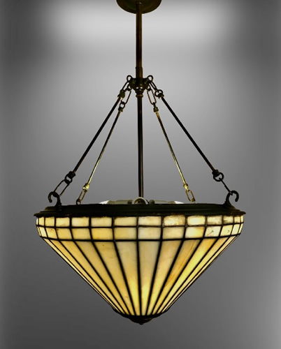 Opalescent Slag Glass Inverted Dome Light