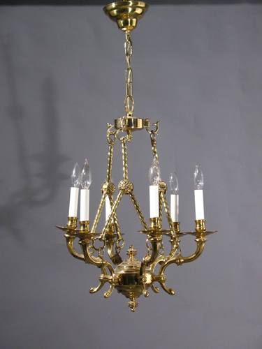 6-Light Brass Chandelier