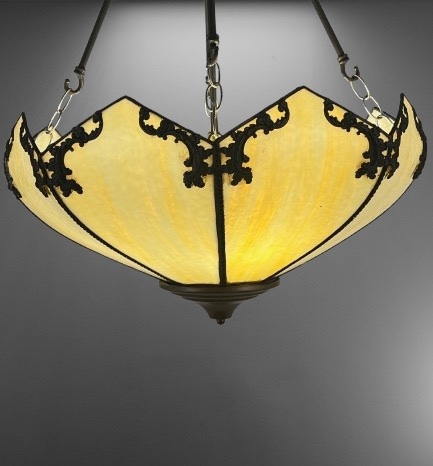 Opalescent Leaded Glass Inverted Dome