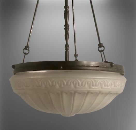 Frosted Pair of Milk Glass Inverted Dome Ceiling Lights