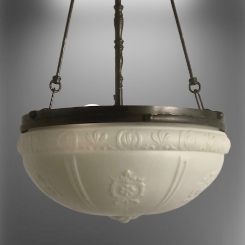 Pair of Satin Milk Glass Inverted Dome Ceiling Lights