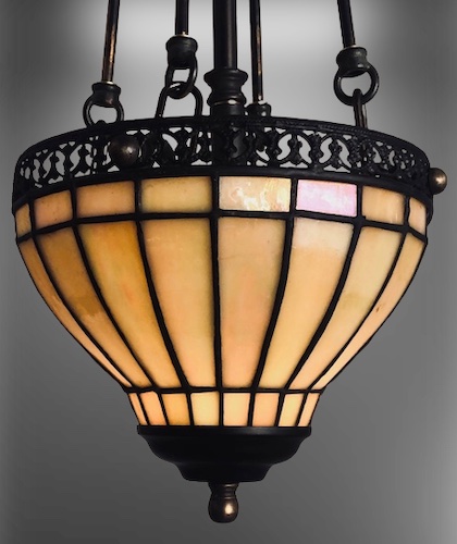 Amber Leaded Glass Pendant Ceiling Light