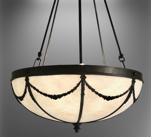 Bellflower Leaded Glass Inverted Dome Ceiling Light