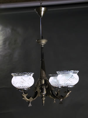 4 Light Eastlake Gas Chandelier