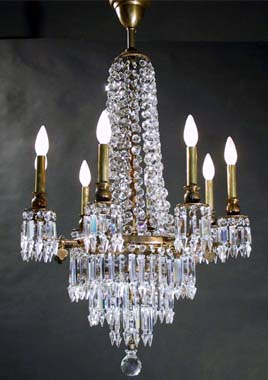 8-Light Art Nouveau Crystal Gas Chandelier