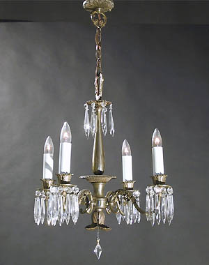 4 - Light Crystal and Brass Chandelier