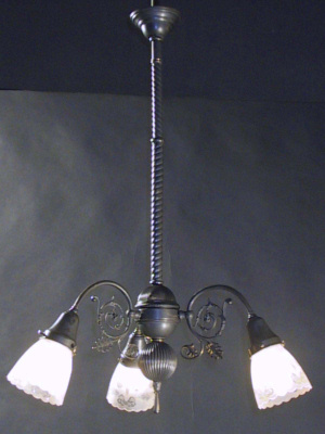 3-arm Electric Chandelier with Transfer Etched Shades