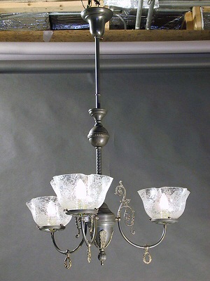 3-Arm Gas Chandelier with Floral Castings
