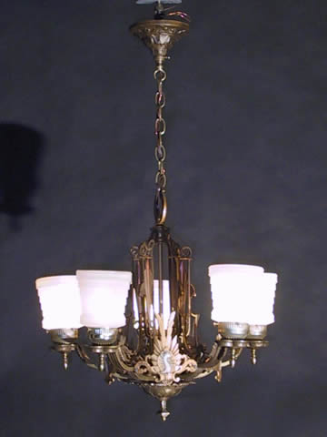 5-Light Electric Art Deco Peacock Chandelier