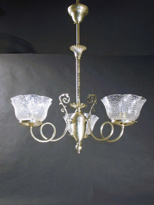 3-arm Gas Chandelier with Looped Arms and Cast Arm Back