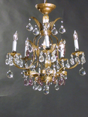 5-Light Crystal Chandelier with Amethyst Crystals