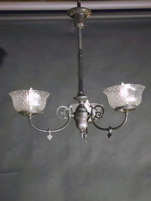 3-arm Gas Chandelier with Fish Scale Designed Gas Shades