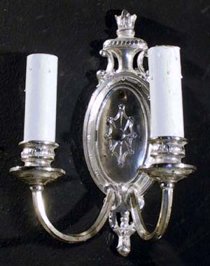 Classical 2-Light Silver Plated Sconces with Crown Detail