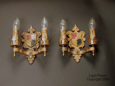 Pair of Double Candle Tudor Sconces